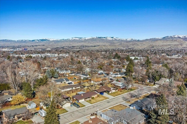 birds eye view of property featuring a residential view and a mountain view