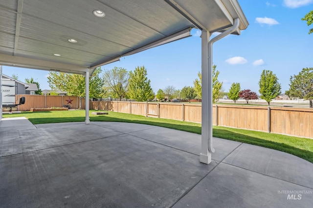 view of patio featuring a fenced backyard
