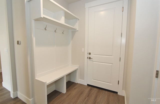 4658 S Hennessy Ave, Meridian, ID 83642 - mudroom featuring dark wood-style flooring and baseboards