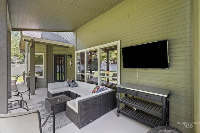 view of patio featuring an outdoor hangout area