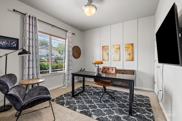 office featuring light colored carpet