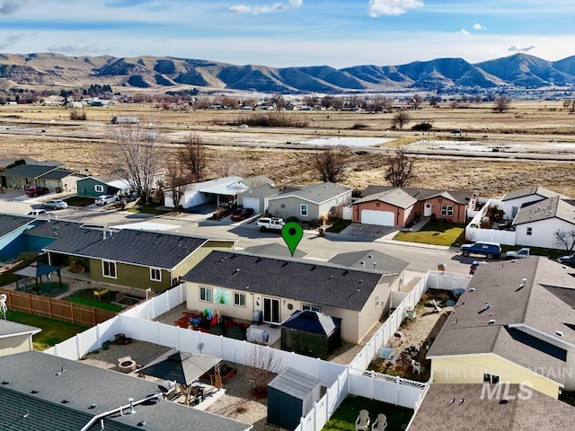 drone / aerial view with a mountain view