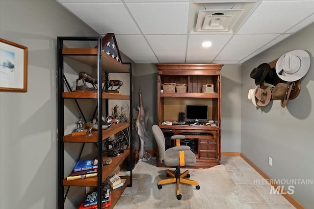 1640 S 5th W, Mountain Home, ID 83647 - tiled home office with a drop ceiling and baseboards