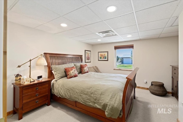 1640 S 5th W, Mountain Home, ID 83647 - bedroom featuring light carpet, baseboards, a paneled ceiling, and recessed lighting
