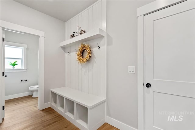 6811 W Los Flores Dr, Meridian, ID 83646 - mudroom with baseboards and light wood finished floors