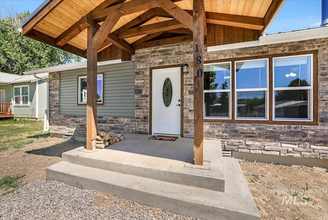 180 E Elmore, Richfield, ID 83349 - entrance to property with stone siding and board and batten siding