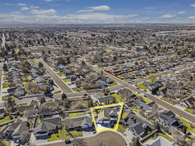 bird's eye view with a residential view