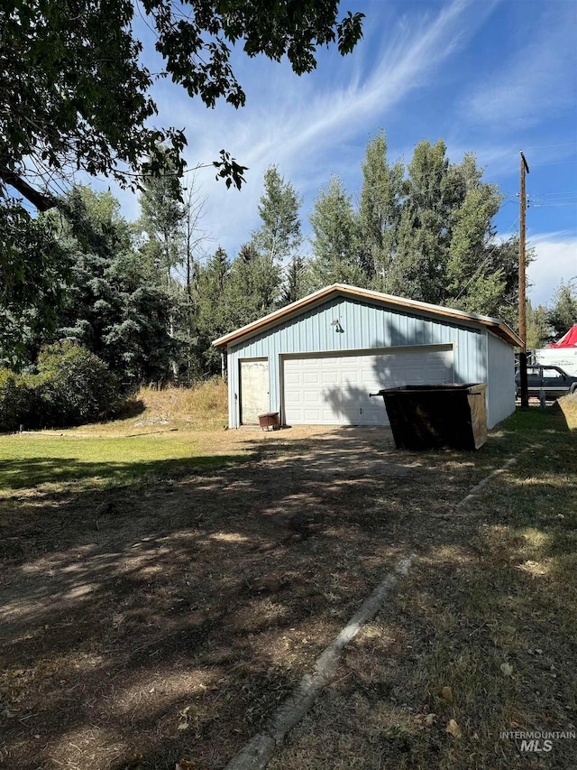 exterior space with a garage