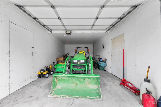 garage with a garage door opener