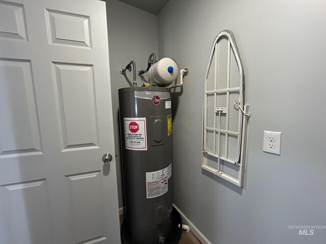 utility room featuring water heater