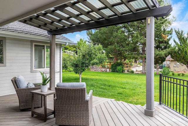 4335 W Quail Ridge Dr, Boise, ID 83703 - wooden terrace featuring a pergola and a yard