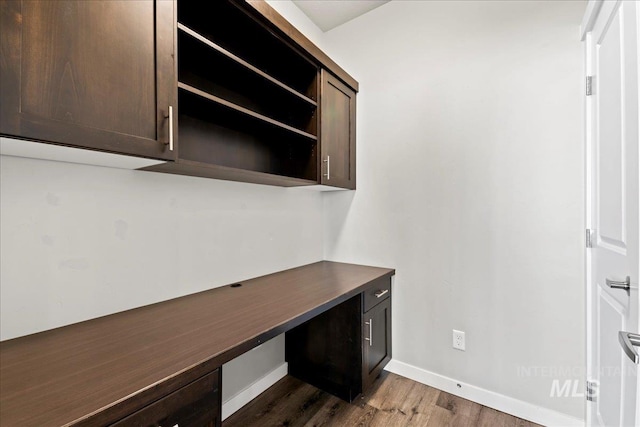 4084 E Blueberry St, Meridian, ID 83642 - unfurnished office featuring built in study area, dark wood-style flooring, and baseboards