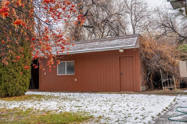 view of snow covered structure