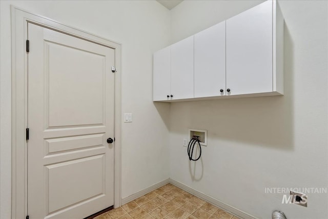 1280 W Bacall St, Meridian, ID 83646 - washroom with baseboards, cabinet space, electric dryer hookup, and washer hookup