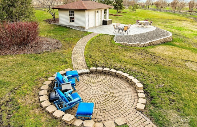 186 Ridgeview Dr, Grangeville, ID 83530 - view of yard featuring an outbuilding, fence, and a patio