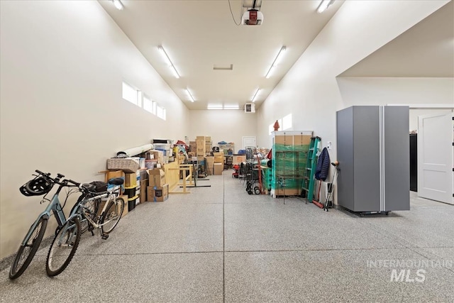 garage with a garage door opener