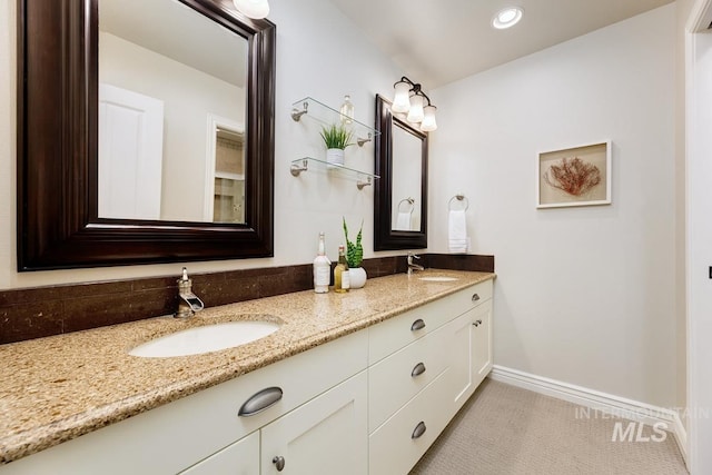 2417 E Brigantine Ct, Eagle, ID 83616 - full bath with double vanity, baseboards, and recessed lighting