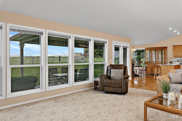 11610 W Lanktree Gulch Rd, Star, ID 83669 - living area with lofted ceiling, visible vents, and recessed lighting