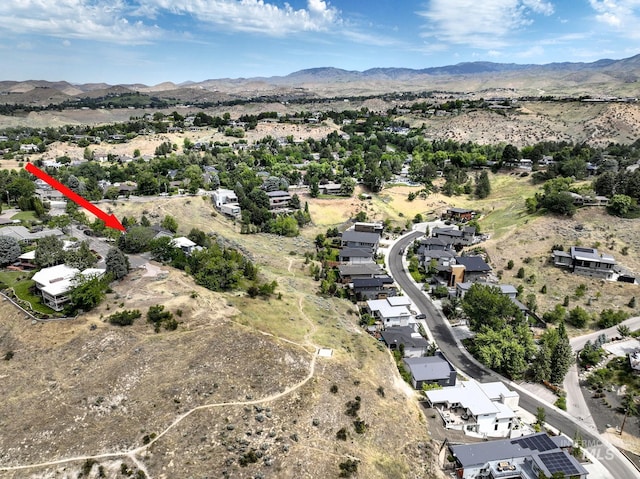 352 N Panorama Pl, Boise, ID 83702 - aerial view of property and surrounding area featuring a mountain backdrop and a desert landscape
