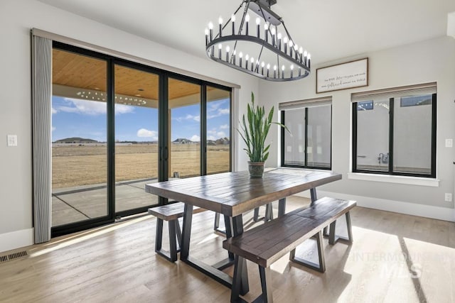 dining area with hardwood / wood-style floors