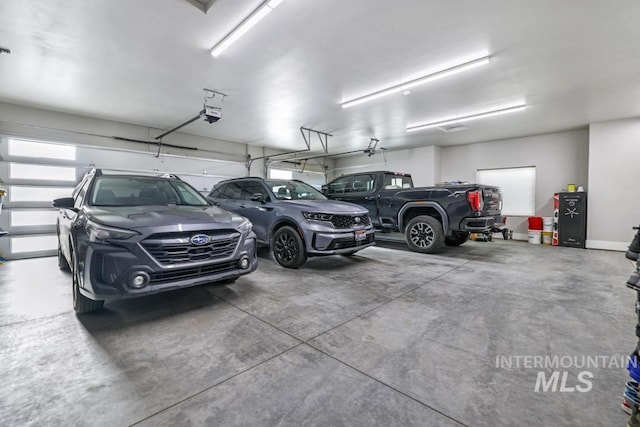 garage with a garage door opener