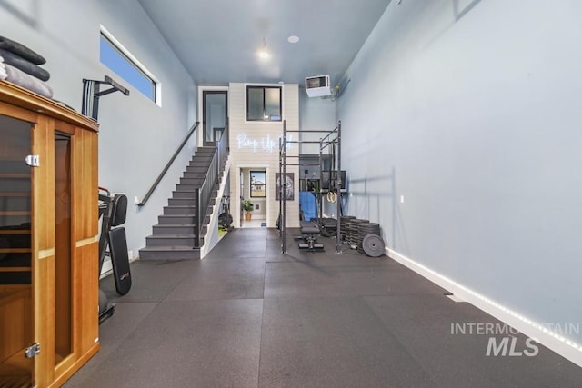 exercise area with a wall unit AC