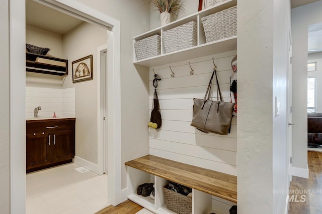 mudroom with baseboards