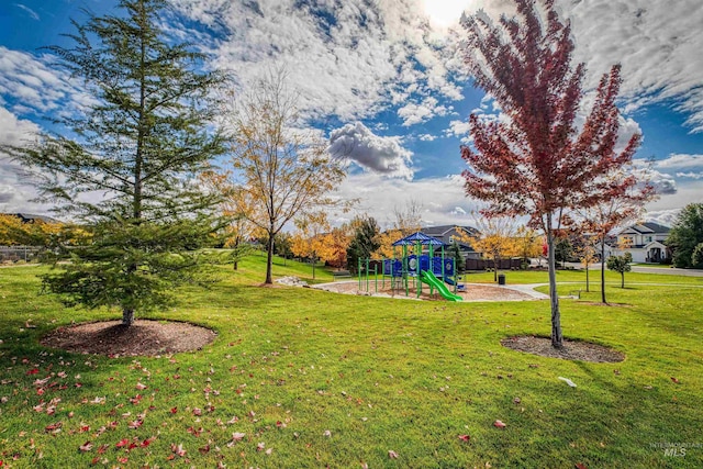 view of yard featuring a playground