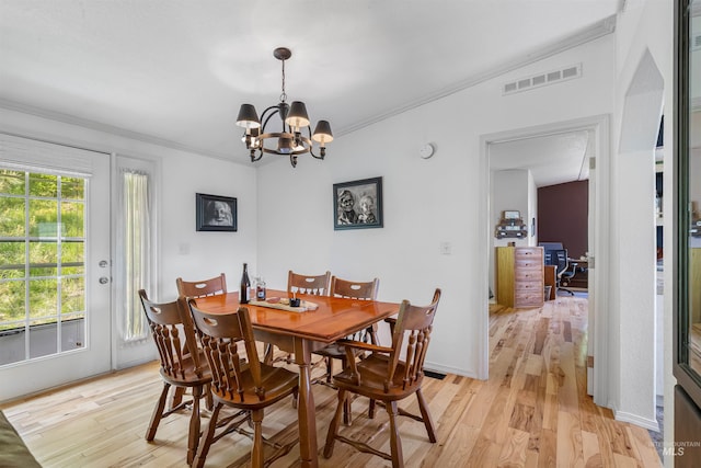 1745 Gibler Rd, Kamiah, ID 83536 - dining space with a chandelier, crown molding, light wood finished floors, and an office area
