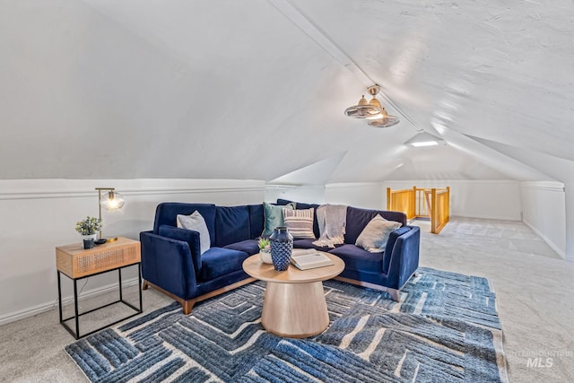 4997 N Brookside Ln, Boise, ID 83714 - living area featuring carpet floors and vaulted ceiling