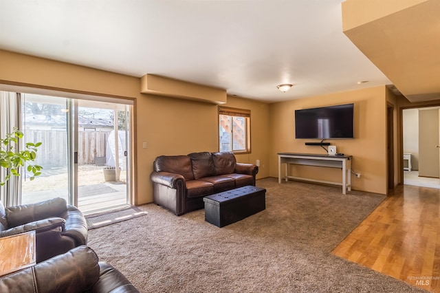 living area featuring carpet floors and a wealth of natural light