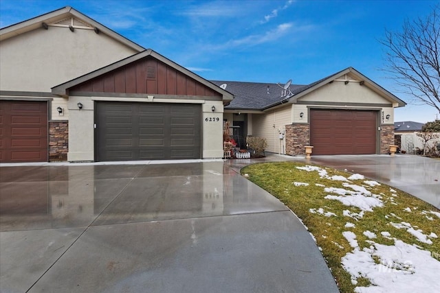 view of front of house with a garage