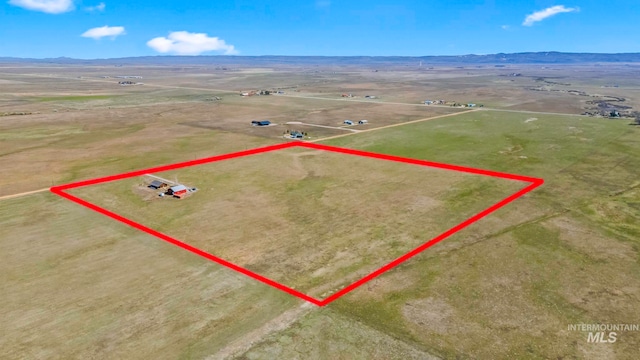 269 N 100 E, Fairfield, ID 83327 - overview of rural landscape featuring property parcel outlined and a mountain backdrop