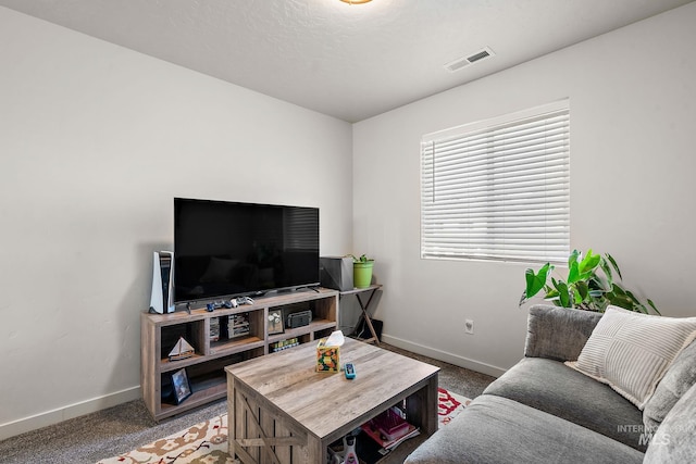 living room with carpet flooring