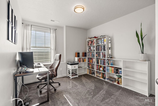 view of carpeted office space