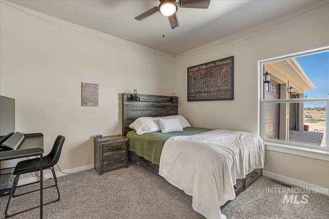 628 Pioneer Mountain Loop, Jerome, ID 83338 - bedroom featuring carpet, baseboards, ceiling fan, and lofted ceiling