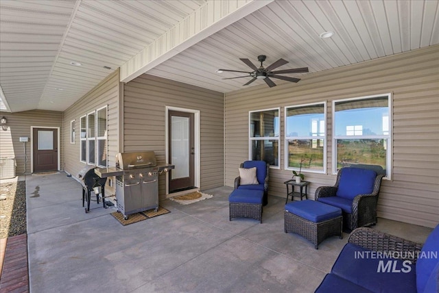 628 Pioneer Mountain Loop, Jerome, ID 83338 - view of patio with a grill and a ceiling fan