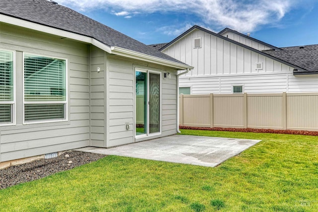 4913 Endicott Dr, Caldwell, ID 83605 - rear view of house featuring a patio area, board and batten siding, and roof with shingles