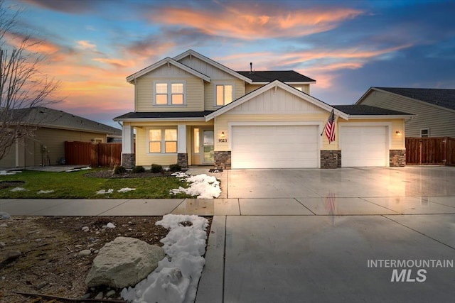 craftsman-style house featuring a garage