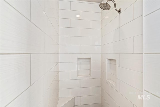 interior details featuring tiled shower