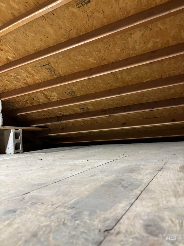 view of unfinished attic