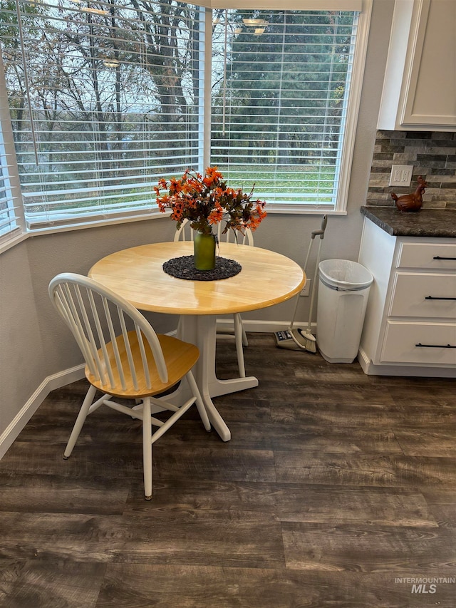 dining room with dark hardwood / wood-style flooring