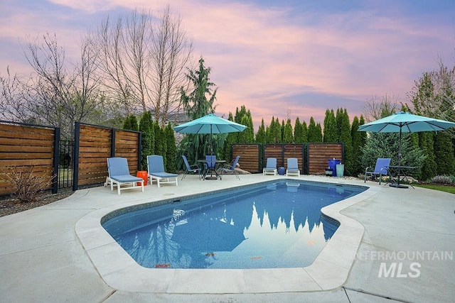 3061 S Fox Run Ave, Eagle, ID 83616 - pool at dusk with a patio