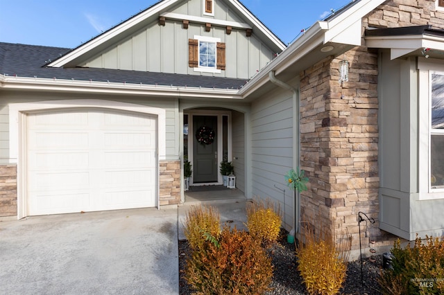 entrance to property with a garage