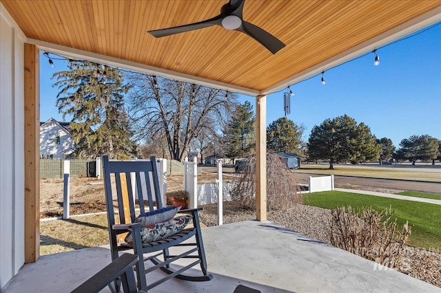 view of patio with ceiling fan