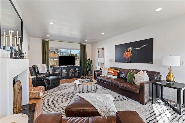 living room with hardwood / wood-style floors