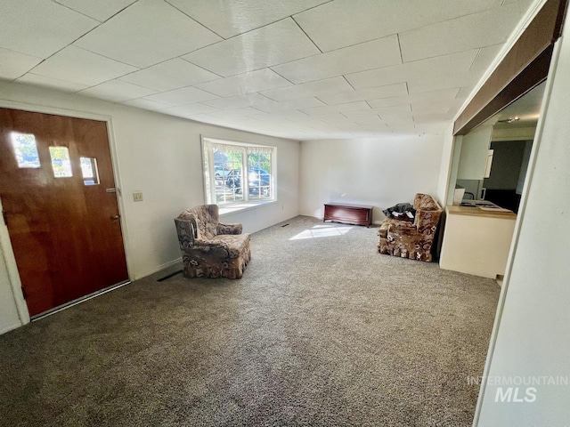 living area with carpet floors