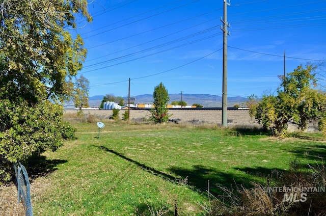 view of yard featuring a mountain view