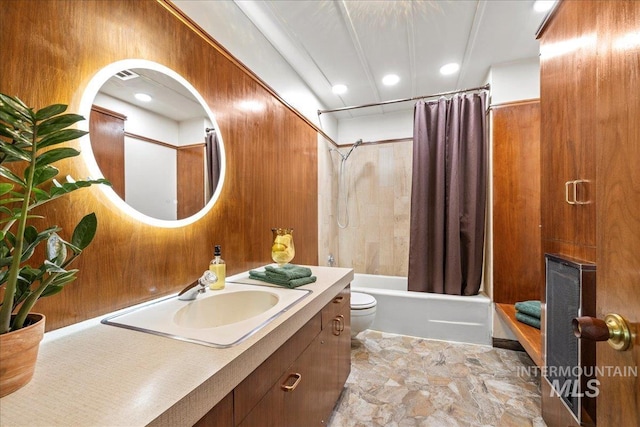 2401 Terrace Dr, Caldwell, ID 83605 - full bathroom featuring vanity and shower / bath combo with shower curtain