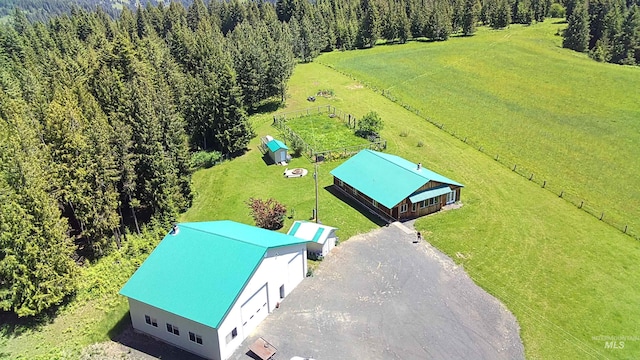 aerial view featuring a rural view